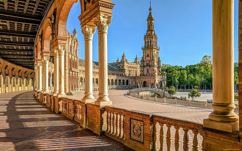 Seville, Spain, Seville, city, Spain, square, HD wallpaper