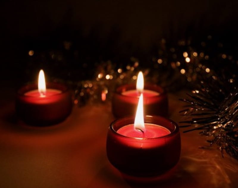 Candle Lights, candle holders, flames, red candles, HD wallpaper