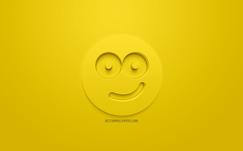 Smiling 3d icon, smiling faces icon, 3d art, emotions concepts, smiling 3d icons, happy face icon, 3d Smiley, raising mood, 3d smilies, yellow background, creative 3d art, emotions 3d icons, Be Happy, HD wallpaper