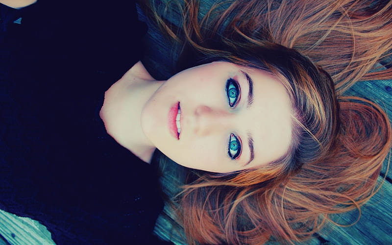 blue eyed girl face red hair-Beautiful, HD wallpaper