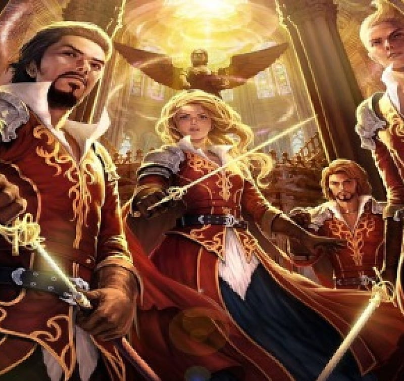 The Musketeers, swords, woman, Musketeers, men, HD wallpaper