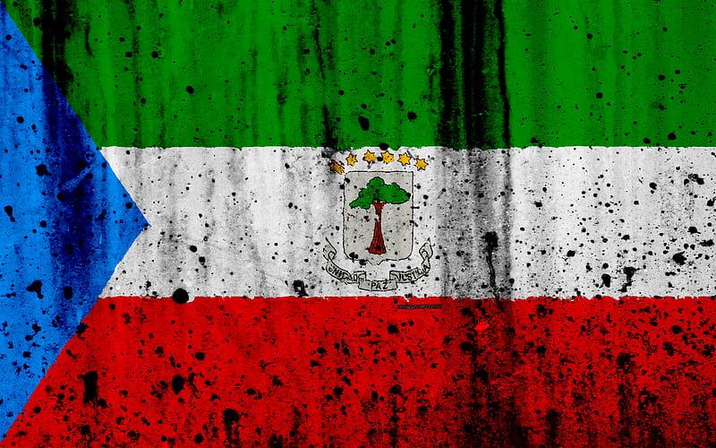Equatorial Guinea flag grunge, flag of Equatorial Guinea, Africa, Equatorial Guinea, national symbols, Equatorial Guinea national flag, HD wallpaper