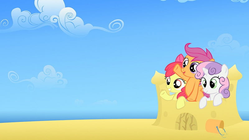 Cutie Mark Crusaders, My Little Pony, Friendship is Magic, Sweetie Belle, Applebloom, Sandcastle, Scootaloo, HD wallpaper