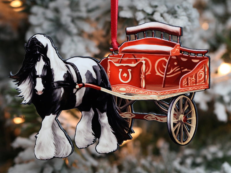 Gypsy Cob Dray Horse Ornament - Gypsy Vanner Horse Christmas Ornament - Classy Equine, HD wallpaper