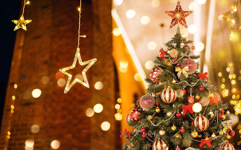 2019 Merry Christmas Decoration Tree Night Illumination, HD wallpaper