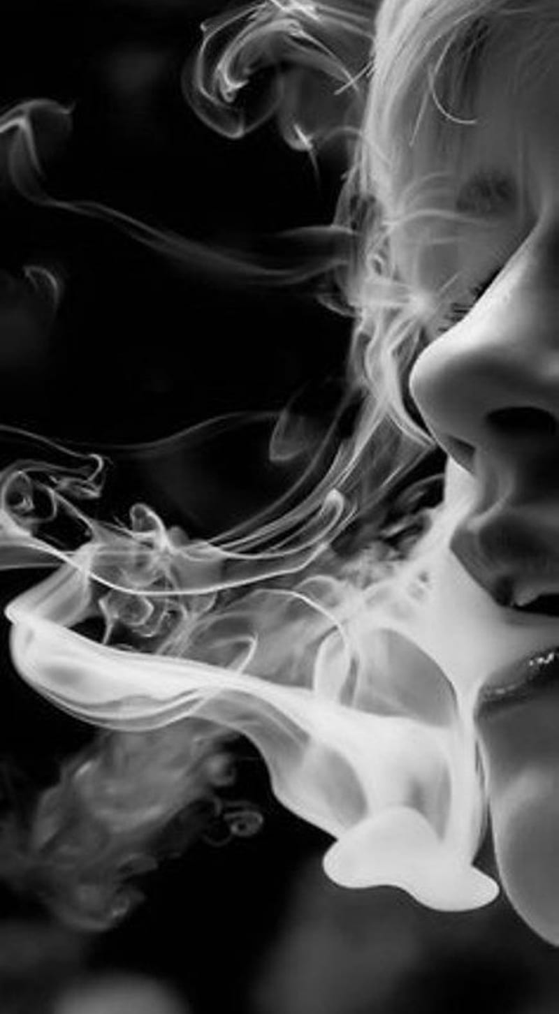 Girl smoking, colorful, smoke, weeds, HD phone wallpaper
