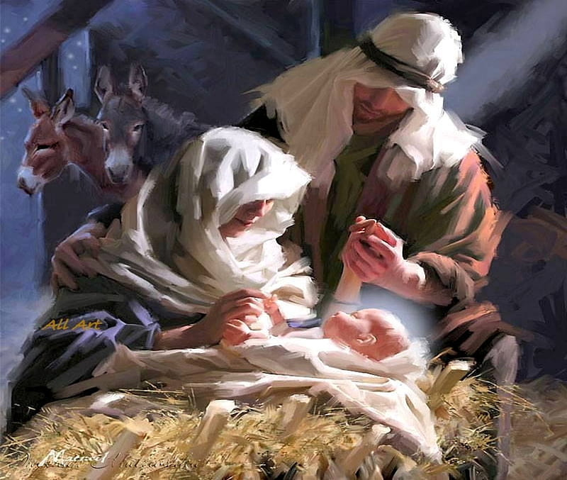 Birth Of Jesus, Joseph, Mary, Jesus, Birth, HD wallpaper