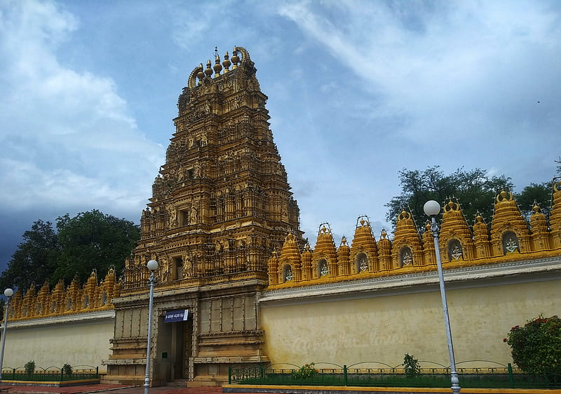 Temple, arch, gopuram, india, karnakata, land, mysore palace, sky, spiritual, travel lover, HD wallpaper