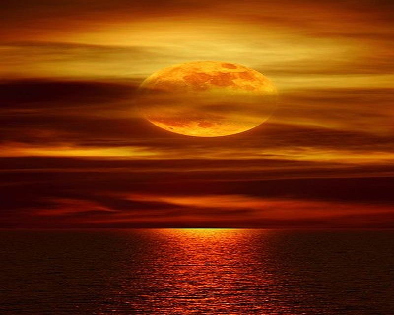 Orage Moonlight, nature, orange moonlight, HD wallpaper | Peakpx