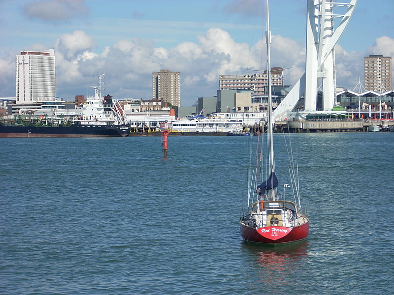Sailing in Portsmouth, Sailiung, Skylines, Spinnaker Tower, Portsmouth, HD wallpaper
