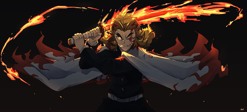 Anime, Demon Slayer: Kimetsu no Yaiba, Kyojuro Rengoku, HD wallpaper
