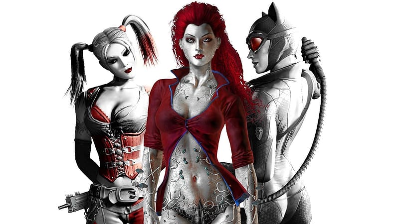 Batman, Catwoman, Video Game, Harley Quinn, Poison Ivy, Batman: Arkham City, HD wallpaper