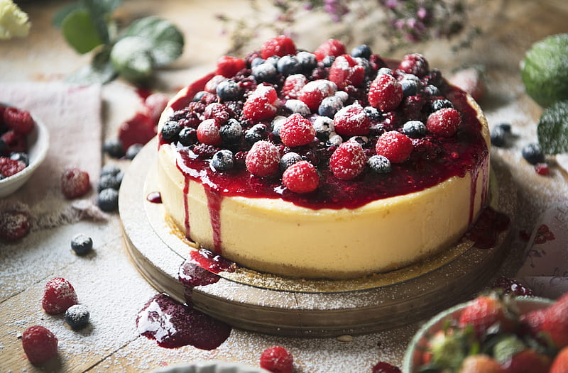 Food, Cheesecake, Baking, Berry, Cake, Dessert, Fruit, Still Life, HD wallpaper