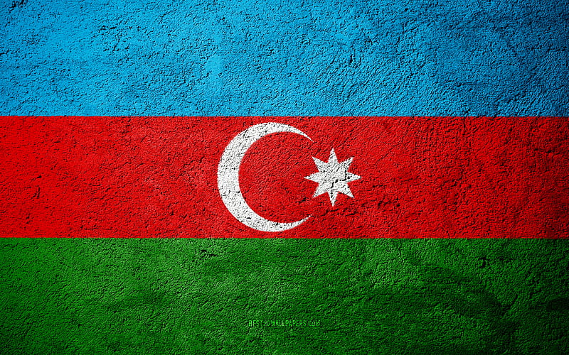 Flag of Azerbaijan, concrete texture, stone background, Azerbaijan flag, Europe, Azerbaijan, flags on stone, HD wallpaper