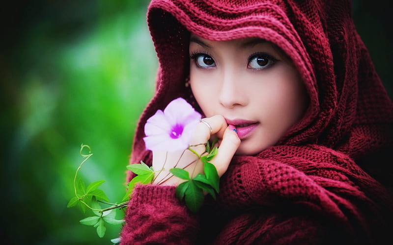 wildflower asian girl-, HD wallpaper