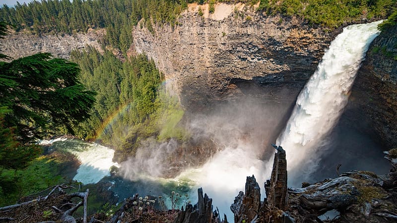 Helmcken Falls, British Columbia, river, trees, cascades, rocks, canada, HD wallpaper