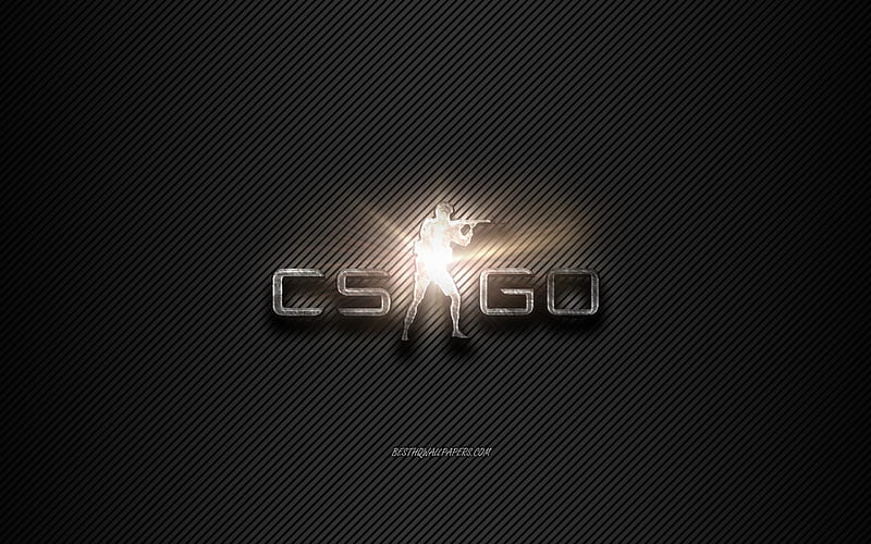 Counter-Strike Global Offensive, CS GO logo, Counter-Strike logo, black lines background, metal logo, creative art, Counter-Strike, CS GO, HD wallpaper