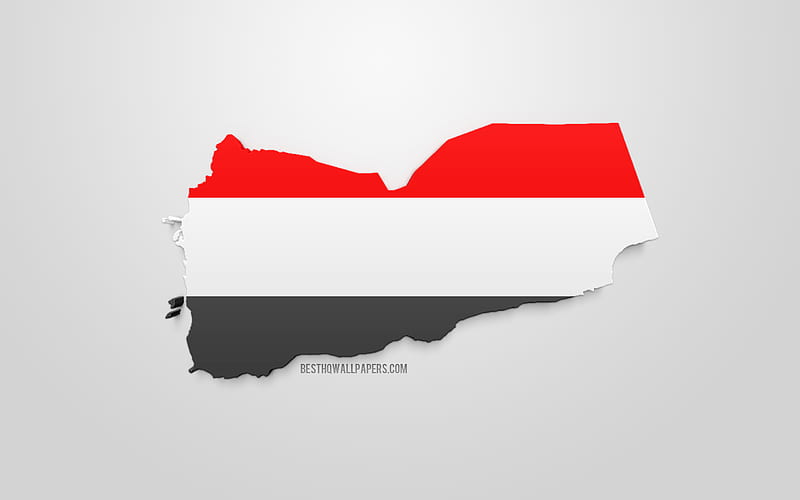 3d flag of Yemen, map silhouette of Yemen, 3d art, Yemen flag, Asia, Yemen, geography, Yemen 3d silhouette, HD wallpaper