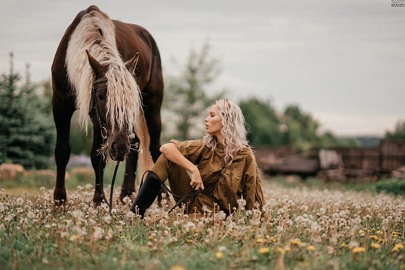 The Good Life . ., female, models, cowgirl, ranch, outdoors, women, horses, fashion, field, blondes, western, style, HD wallpaper