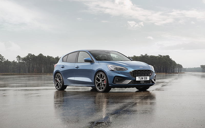 Ford Focus ST, 2020, front view, special version, stock tuning, new blue Focus, tuning Focus, american cars, hatchback, Ford, HD wallpaper