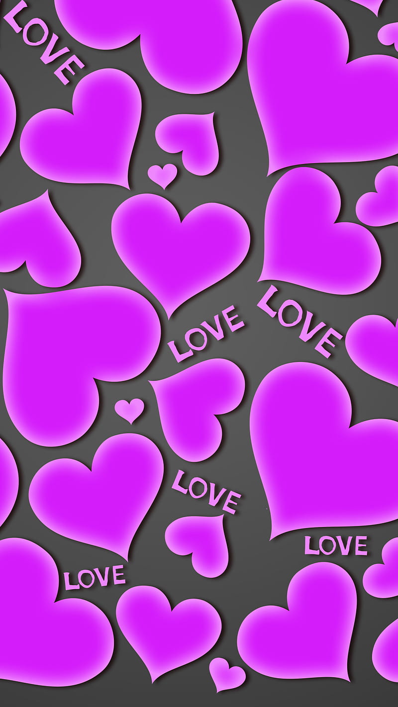 Hearts, heart, purple, love, romantic, background, HD phone wallpaper |  Peakpx