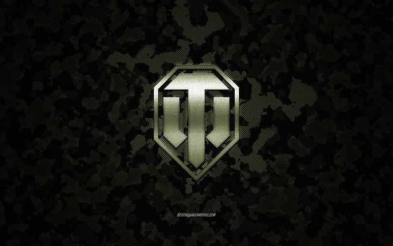 World of Tanks logo, camouflage carbon texture, WoT, World of Tanks emblem, green camouflage background, WoT logo, World of Tanks, HD wallpaper