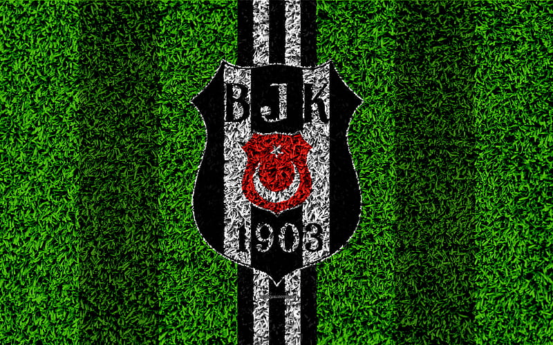 Besiktas JK, black silk flag, logo, white lines, Turkish football club,  silk textur, HD wallpaper