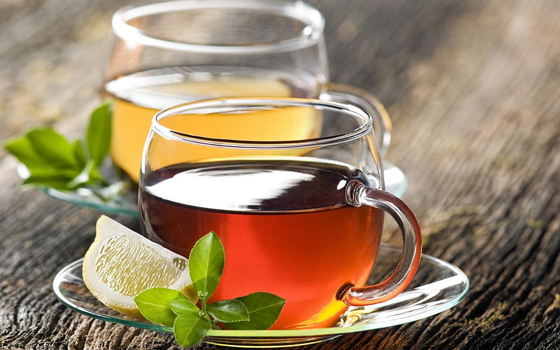 Tea, green tea, cup, cups, black tea, lemon, HD wallpaper