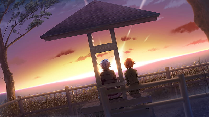 Anime couple, cute, cg, sad, sunset, HD wallpaper | Peakpx
