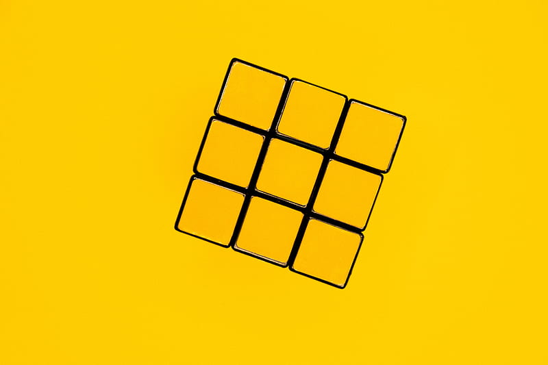 rubiks cube, cube, levitation, yellow, HD wallpaper