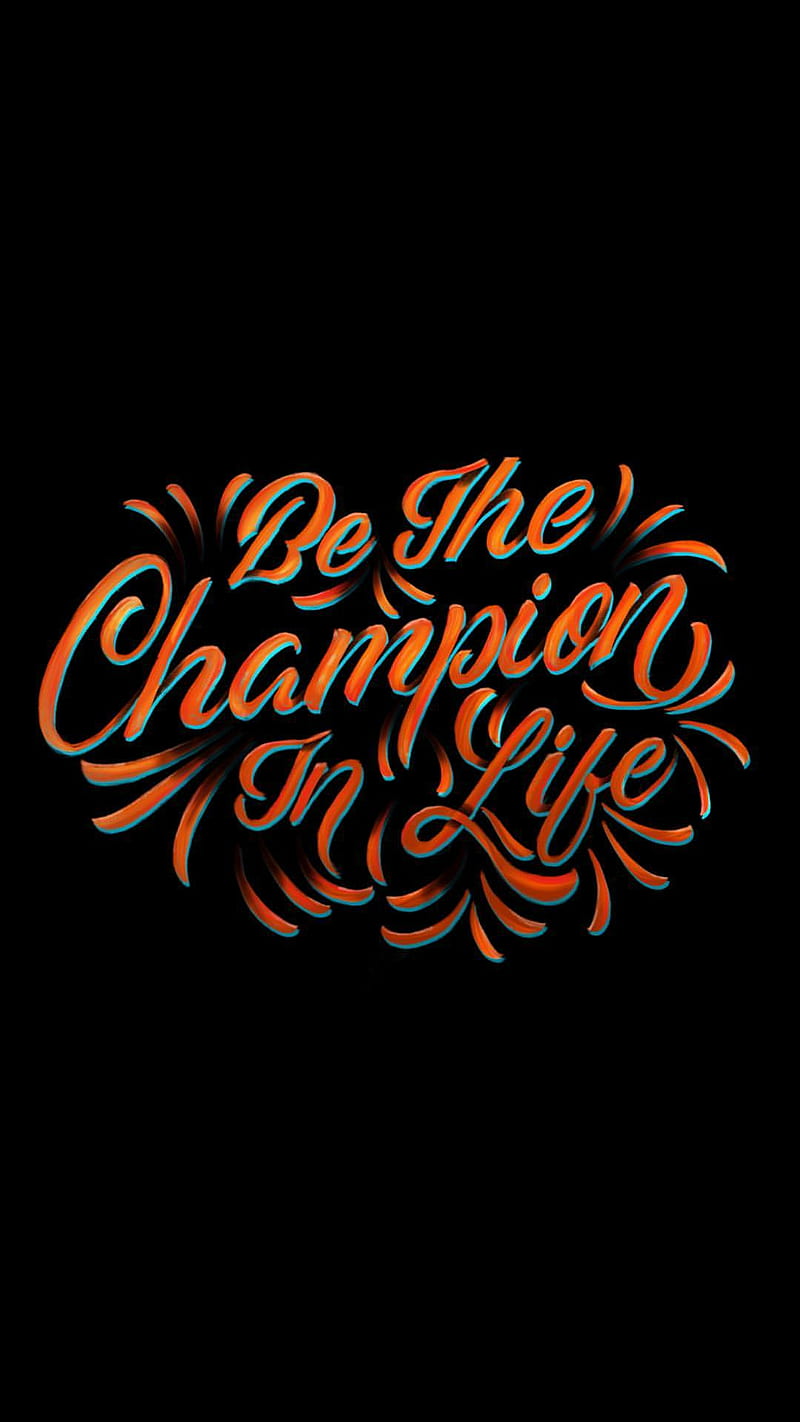 Champion Typography, black, bright, calligraphy, life, motivation, motivational , quote, success, HD phone wallpaper