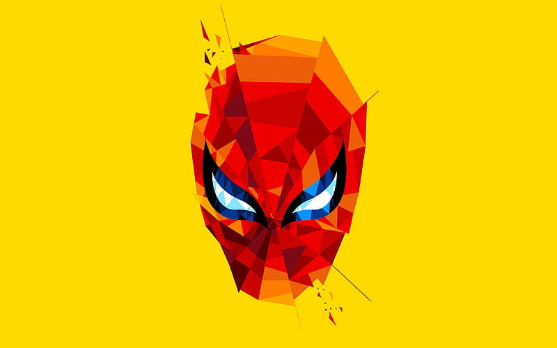 Spiderman mask, minimal, Spider-Man, adventure, superheroes, Spiderman, yellow backgrounds, Spiderman, HD wallpaper