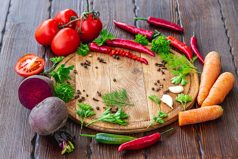 Food, Still Life, Carrot, Pepper, Tomato, HD wallpaper