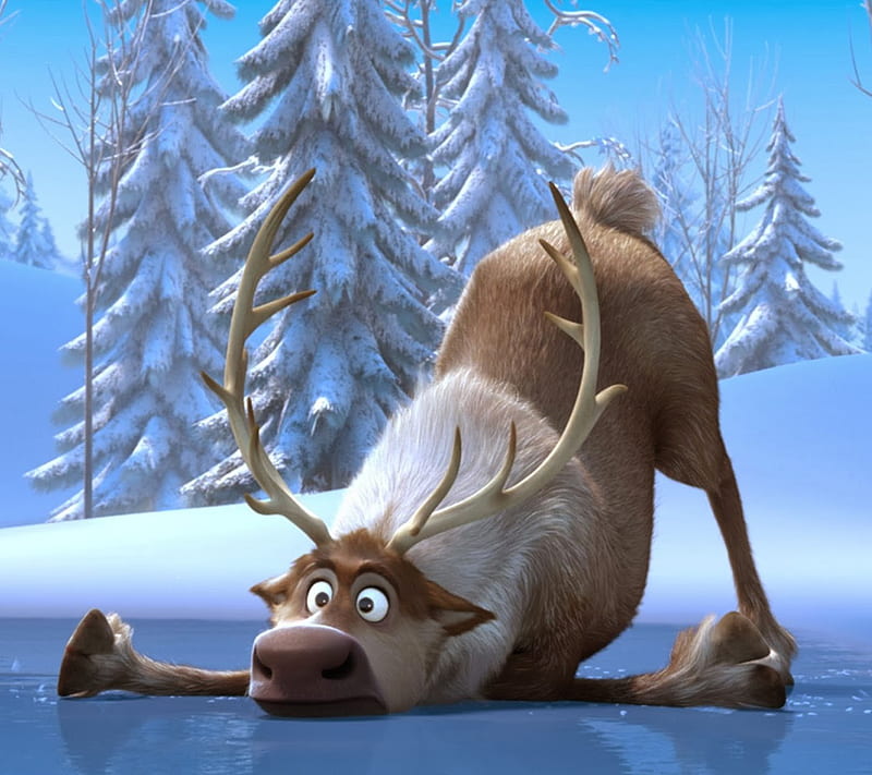 Sven frozen, character, christmas, disney, movie, reindeer, snow, HD wallpaper