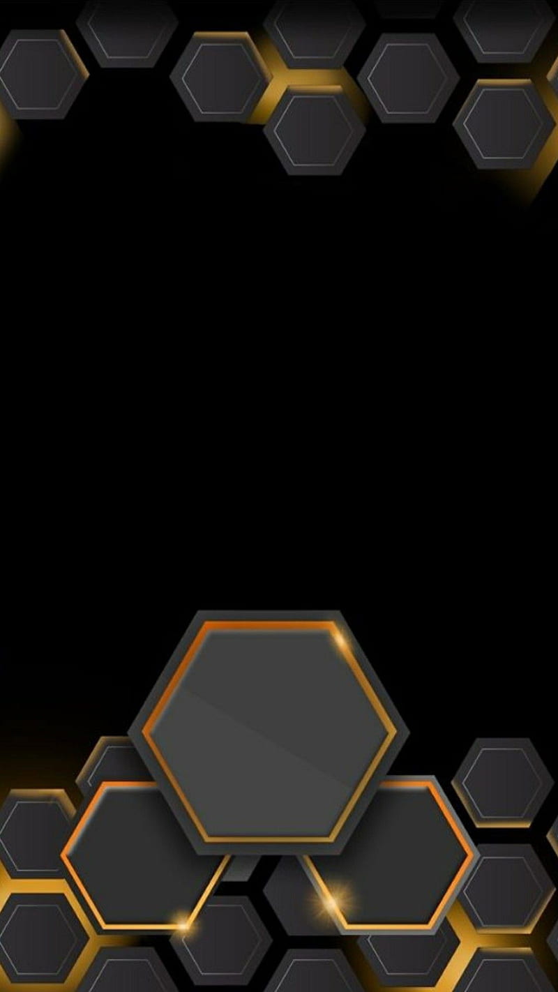 Hexagon, metal, gray, background, black, yellow, HD phone wallpaper | Peakpx