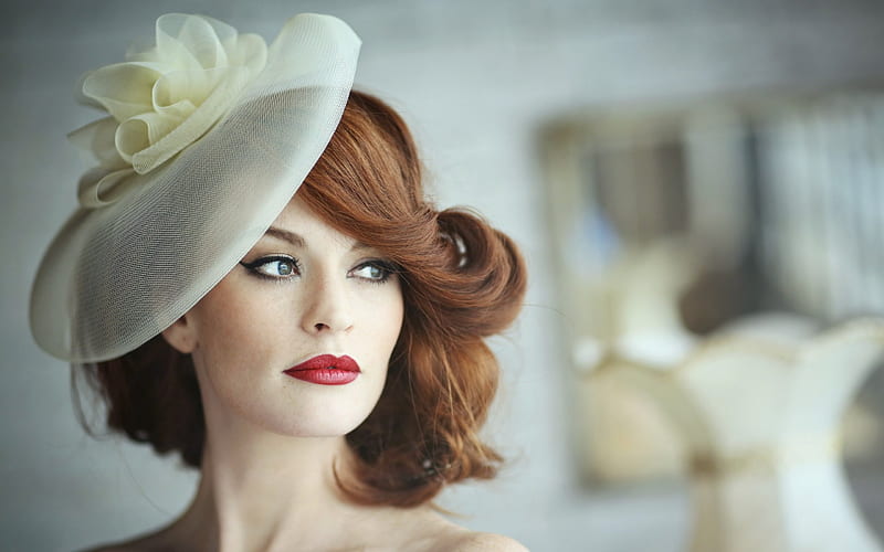 Classic Lady, look, girl, beauty, lady, classic, vintage, style, hat, HD wallpaper