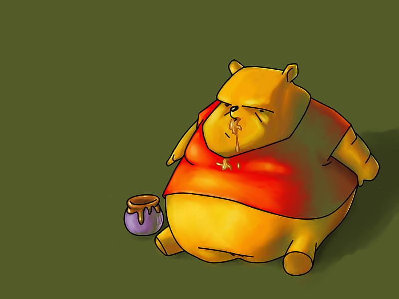 FAT POOH...., pooh, honey, fat, teddy, HD wallpaper