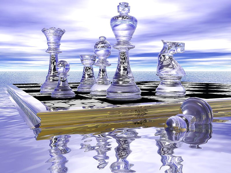 Glass Chess Men, glass, clear, game, players, abstract, chess, HD wallpaper