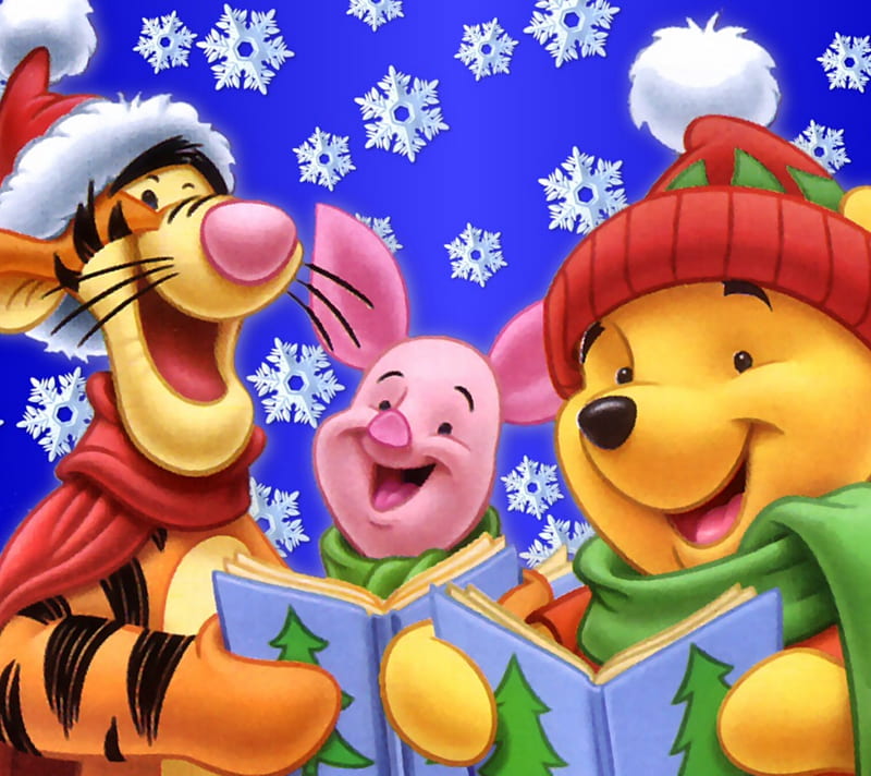 Merry christmas, cartoon, piglet, winnie pooh, xmas, HD wallpaper | Peakpx