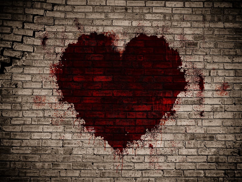 My bleeding heart, red, polishkitten, heart, valentine, wall, blood, HD wallpaper