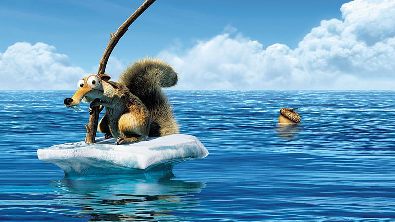 Scrat and his acorn, underwater, squirrel, piranha, movie, fish, ice age,  acorn, HD wallpaper | Peakpx