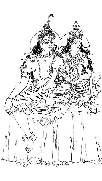 Create a digital artwork of Lord Shiva and Parvati that emphasizes the bond  of love between them. The artwork should feature a warm and vibrant color  scheme