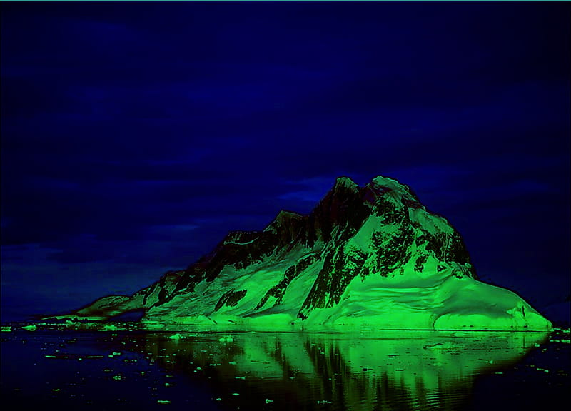 Antartica, mountain, show, oceans, cool, water, green, hot, ice, HD wallpaper