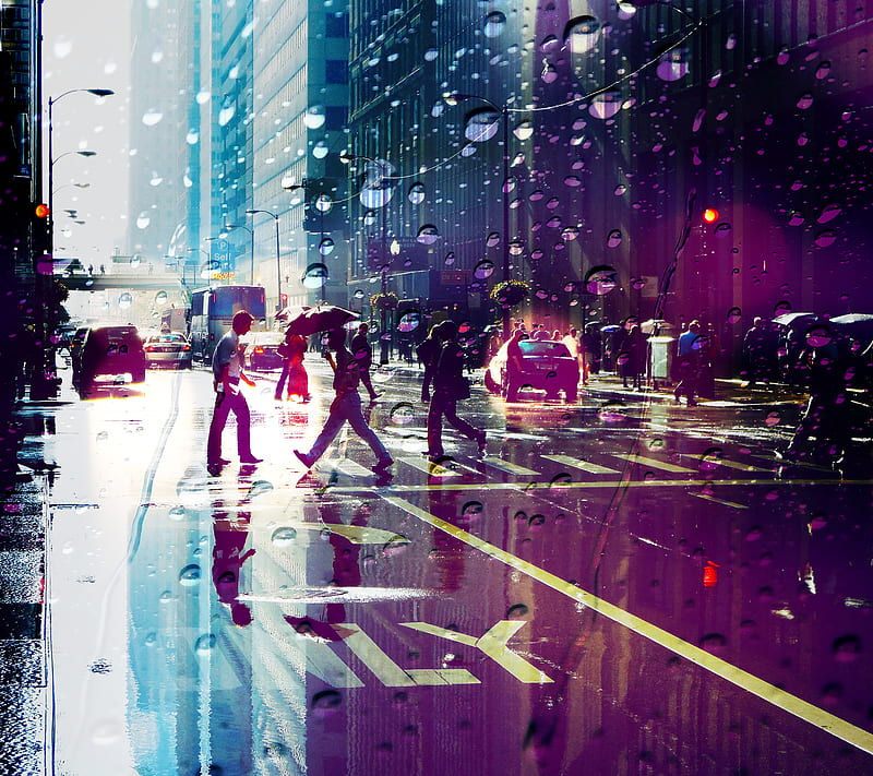 rainy chicago, abstract, america, city, landscape, new, nice, street, HD wallpaper