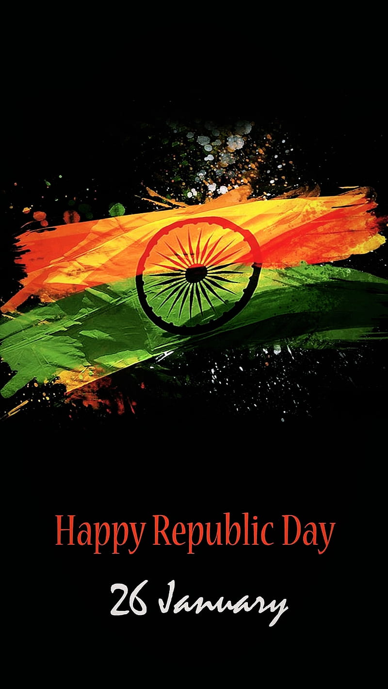 Republic day, ashokchakra, black, flag, indian, january, tricolour, HD phone wallpaper
