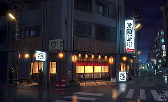 downtown anime landscape - Imgur