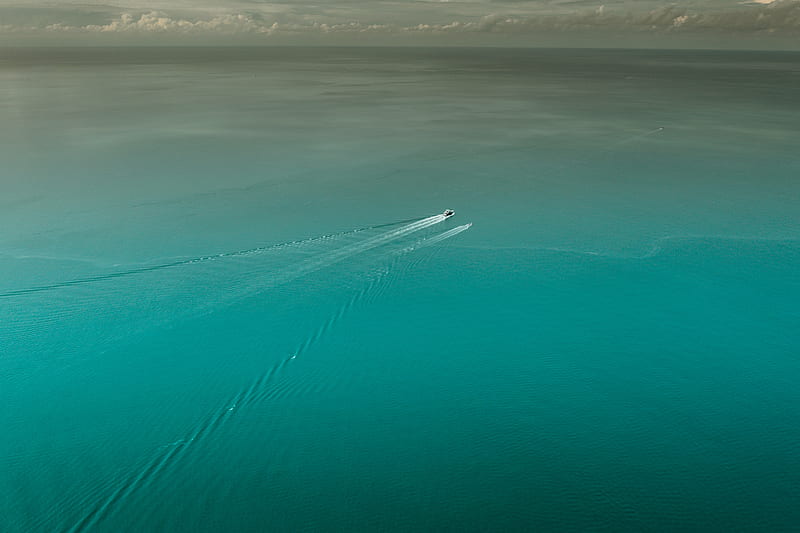sea, boats, aerial view, water, blue, calm, HD wallpaper