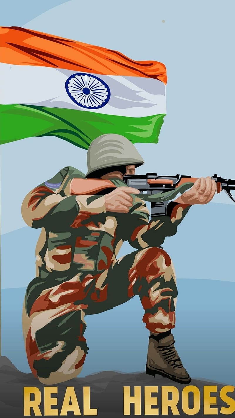 Indian Army Ka, Animated, indian flag, military, HD phone wallpaper