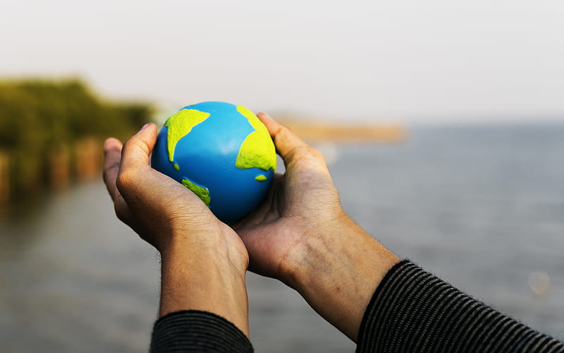 Earth in hands, plasticine Earth, hands, take care of the earth, Save Earth, ecology, environment, HD wallpaper