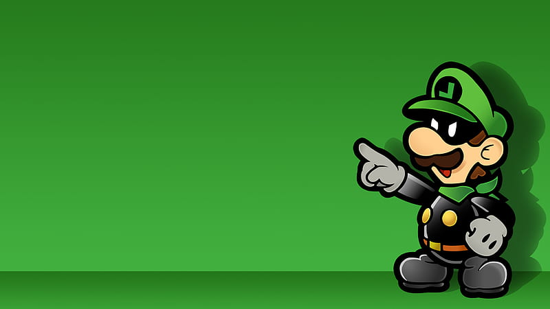 luigi super paper mario standing on side with green background games, HD wallpaper